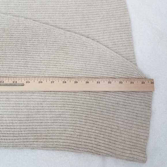 Leith Size L Open Front Long Cardigan Sweater in Beige Oatmeal Medium Heather - Picture 8 of 10